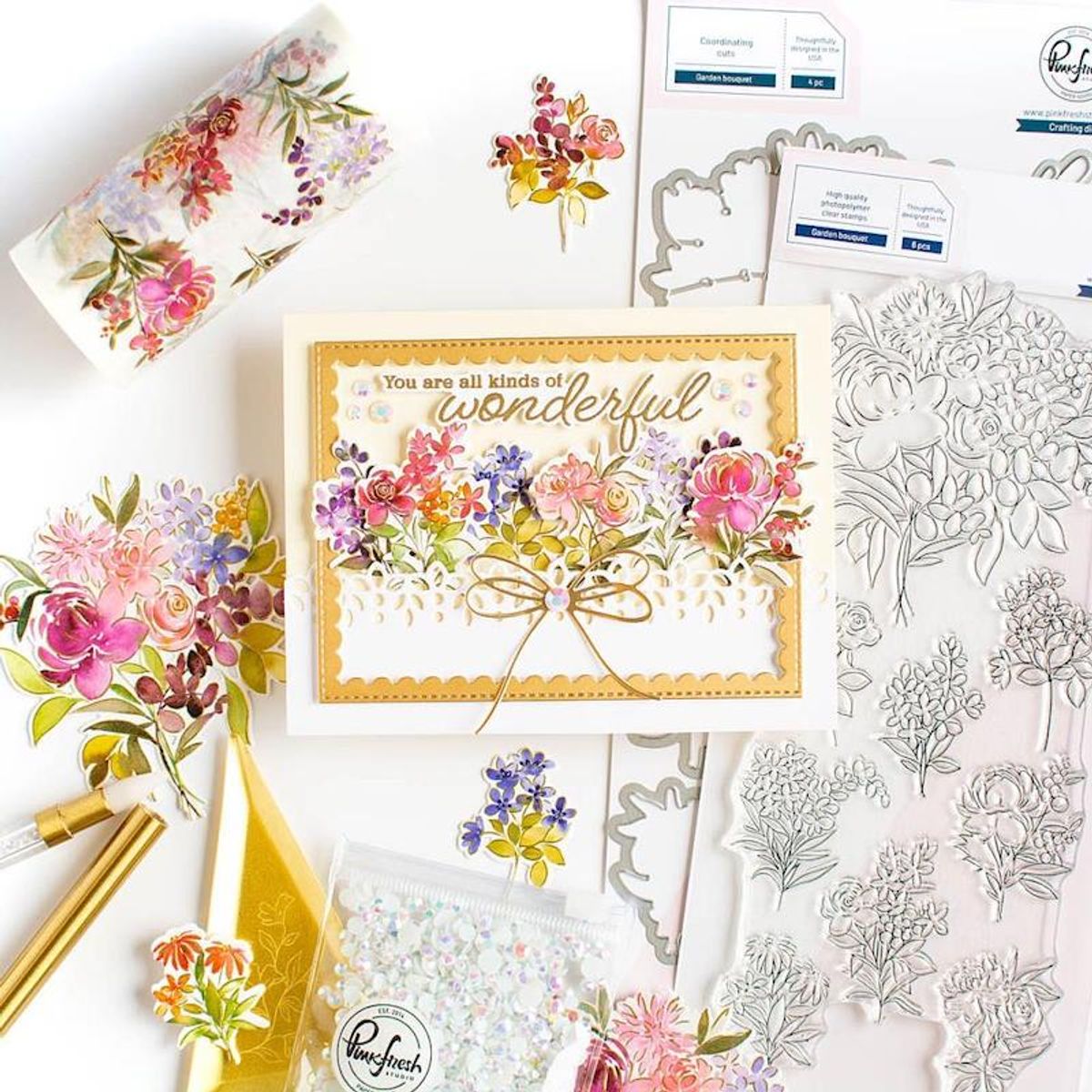 Pinkfresh Studio Garden Bouquet stamp set