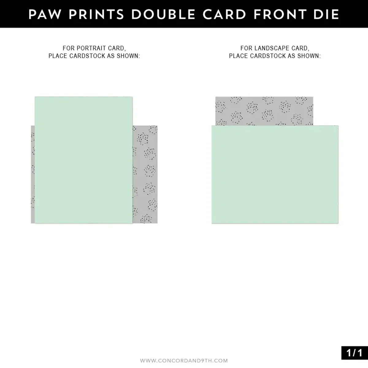 Concord & 9th Paw Prints Double Card Front Die