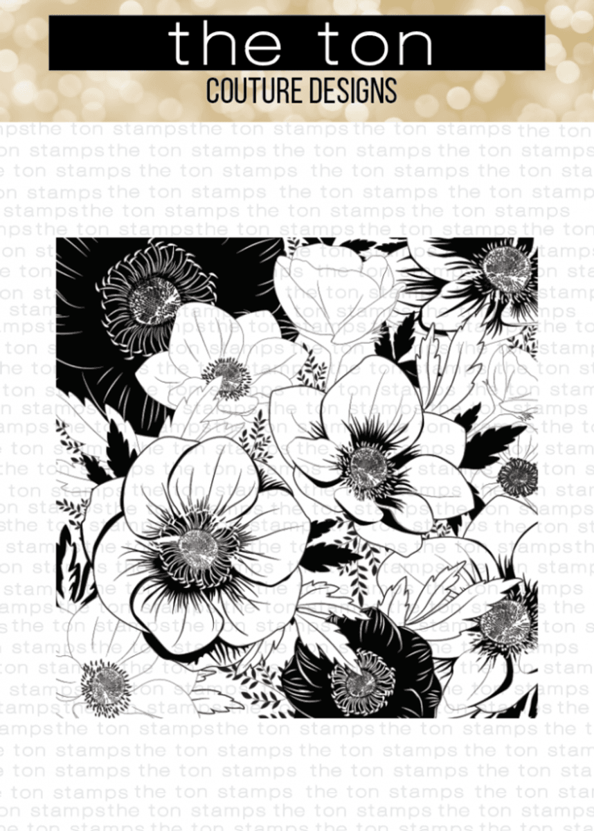 The Ton Anemone Garden Cling Background stamp