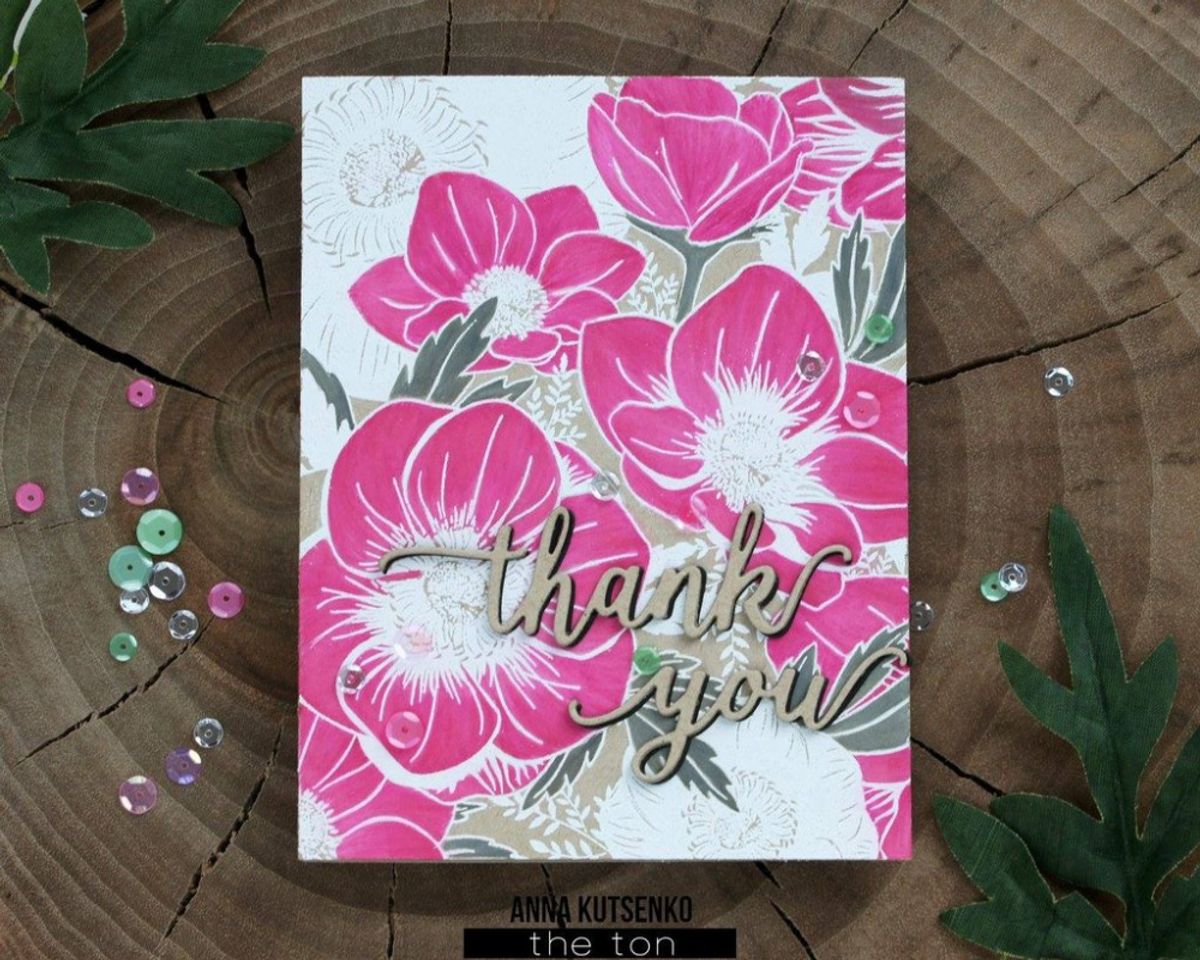 The Ton Anemone Garden Cling Background stamp
