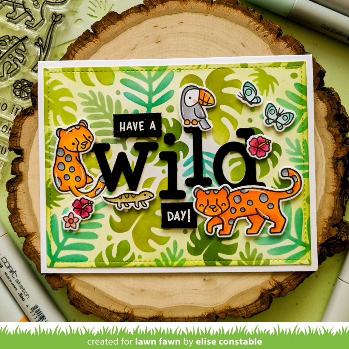 Lawn Fawn Tropical Leaves Background Stencils