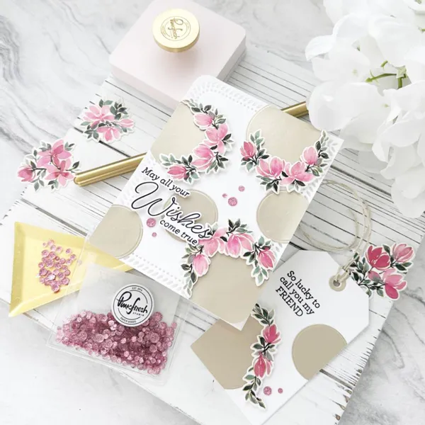 Hovedbilde Pinkfresh Studio Artistic Magnolias stencils 