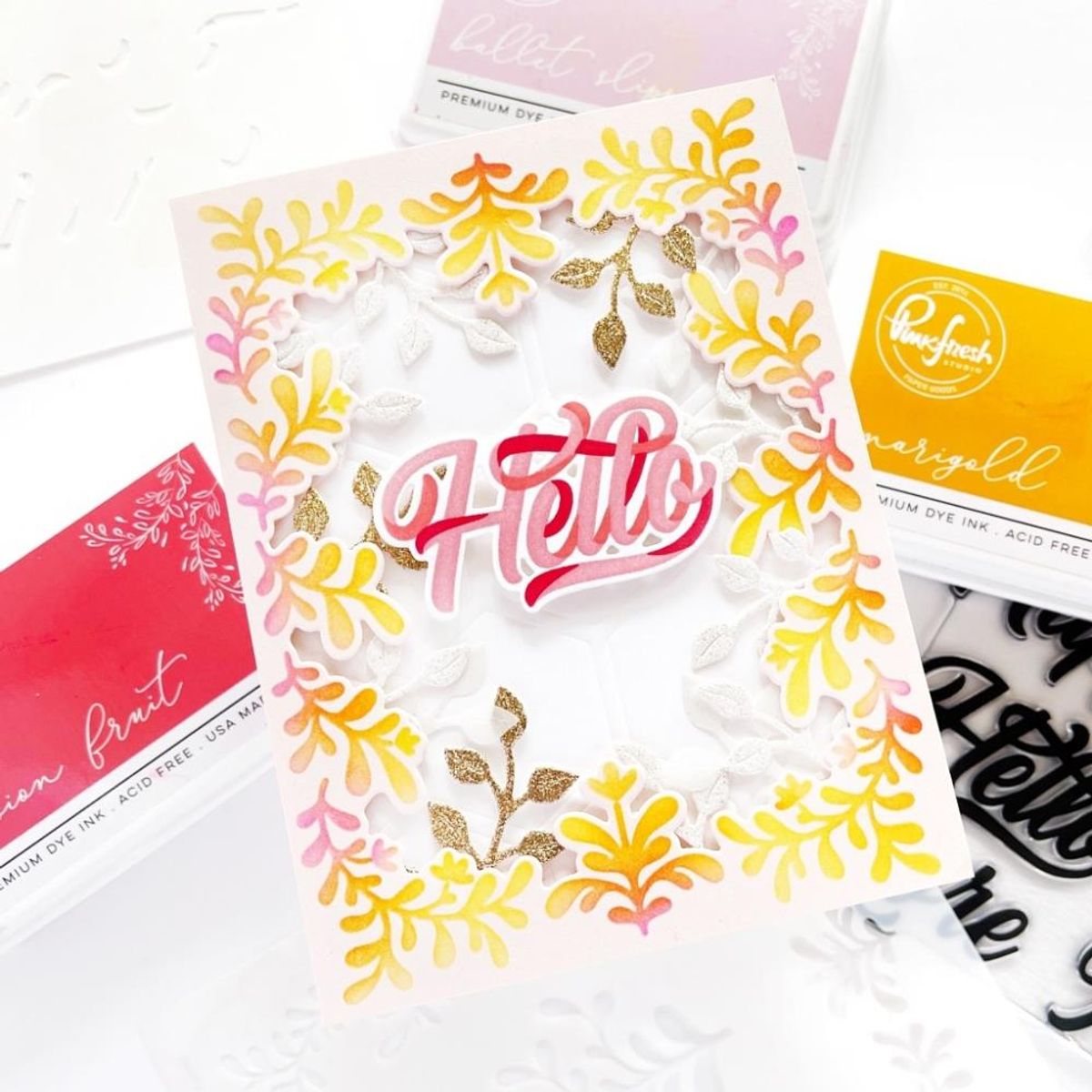 Pinkfresh Studio Brushed Sentiments stencil set