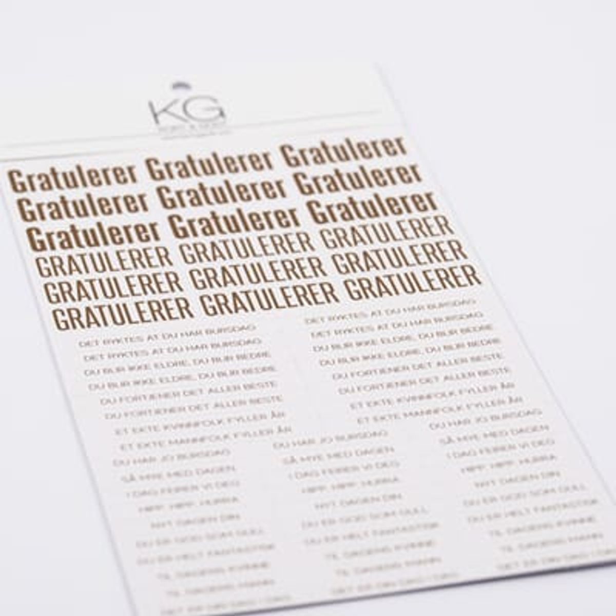 Kort & Godt Stickers Gratulerer matt gull/ hvit