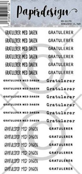 Hovedbilde Papirdesign Gratulerer 11, hvit klistremerker