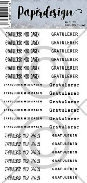 Hovedbilde Papirdesign Gratulerer 11, hvit klistremerker