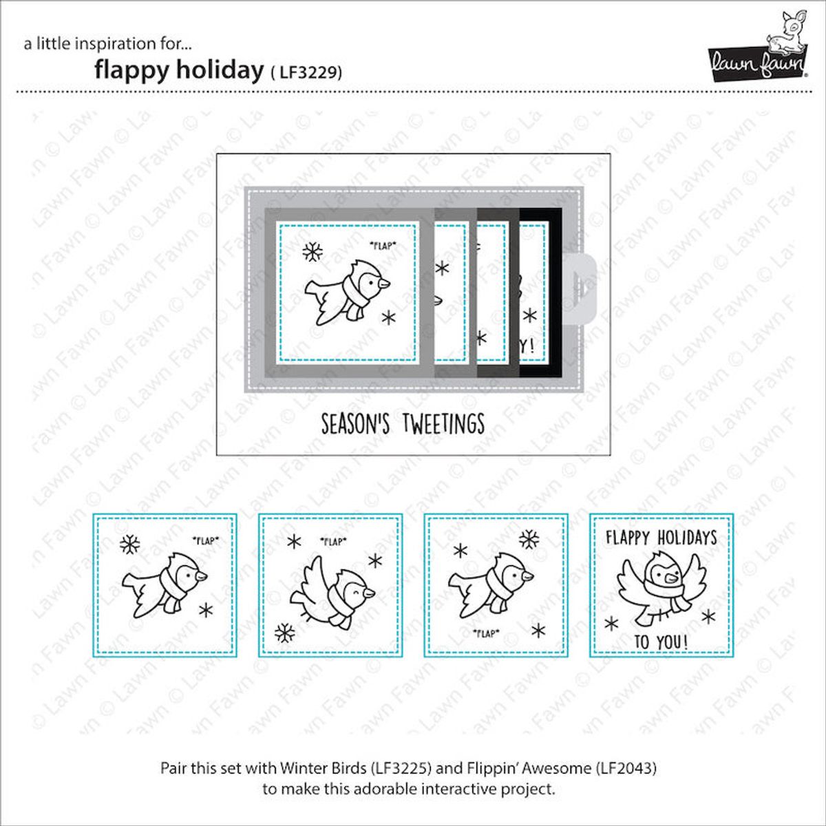 Lawn Fawn Flappy Holiday Stamp Set