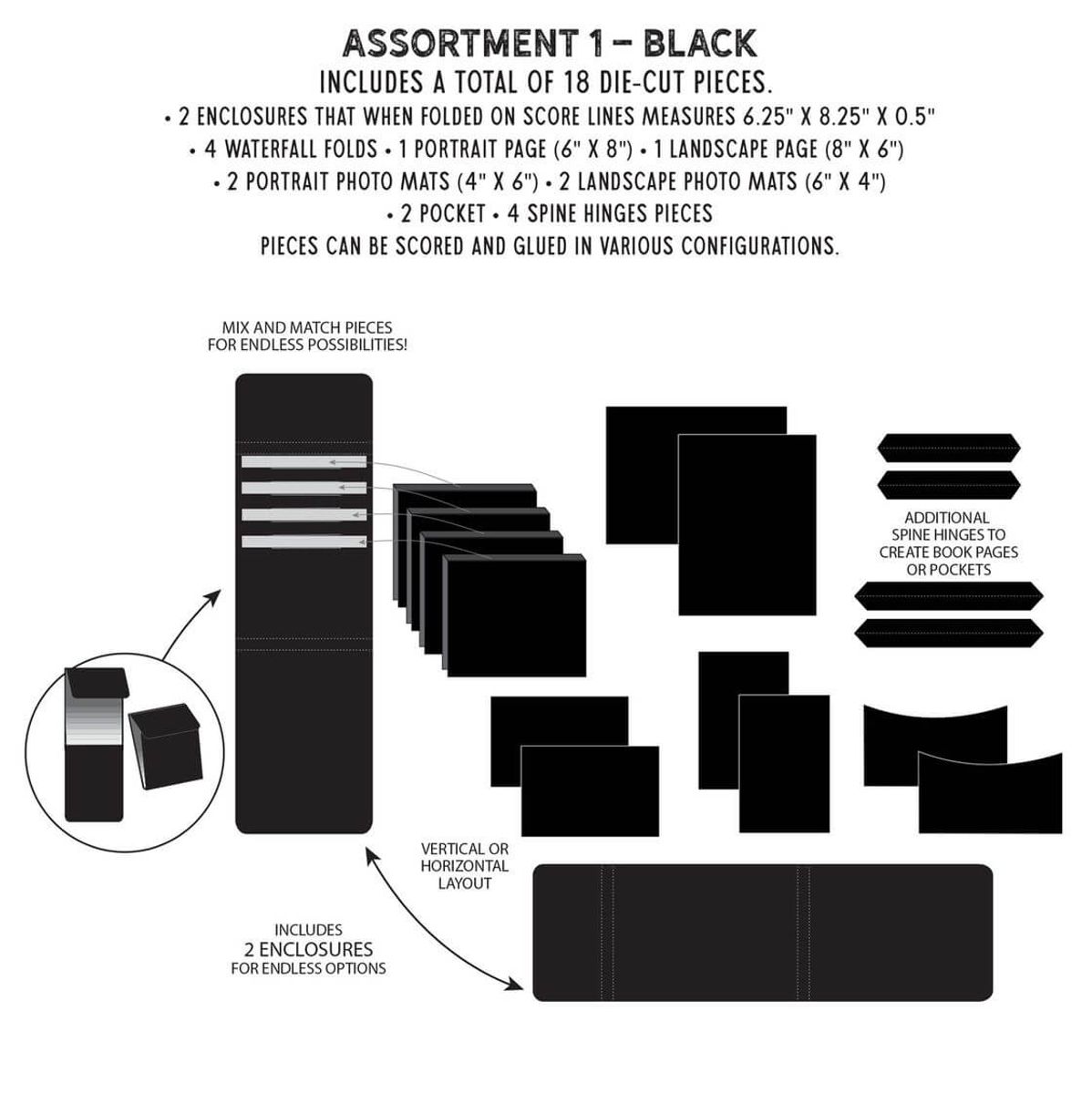 Create-an-Album Inserts Assortment 1 - Black