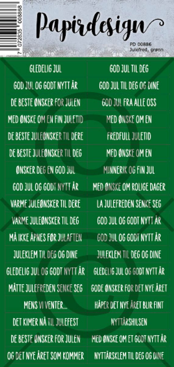 Papirdesign Julefred, grønn Klistremerker