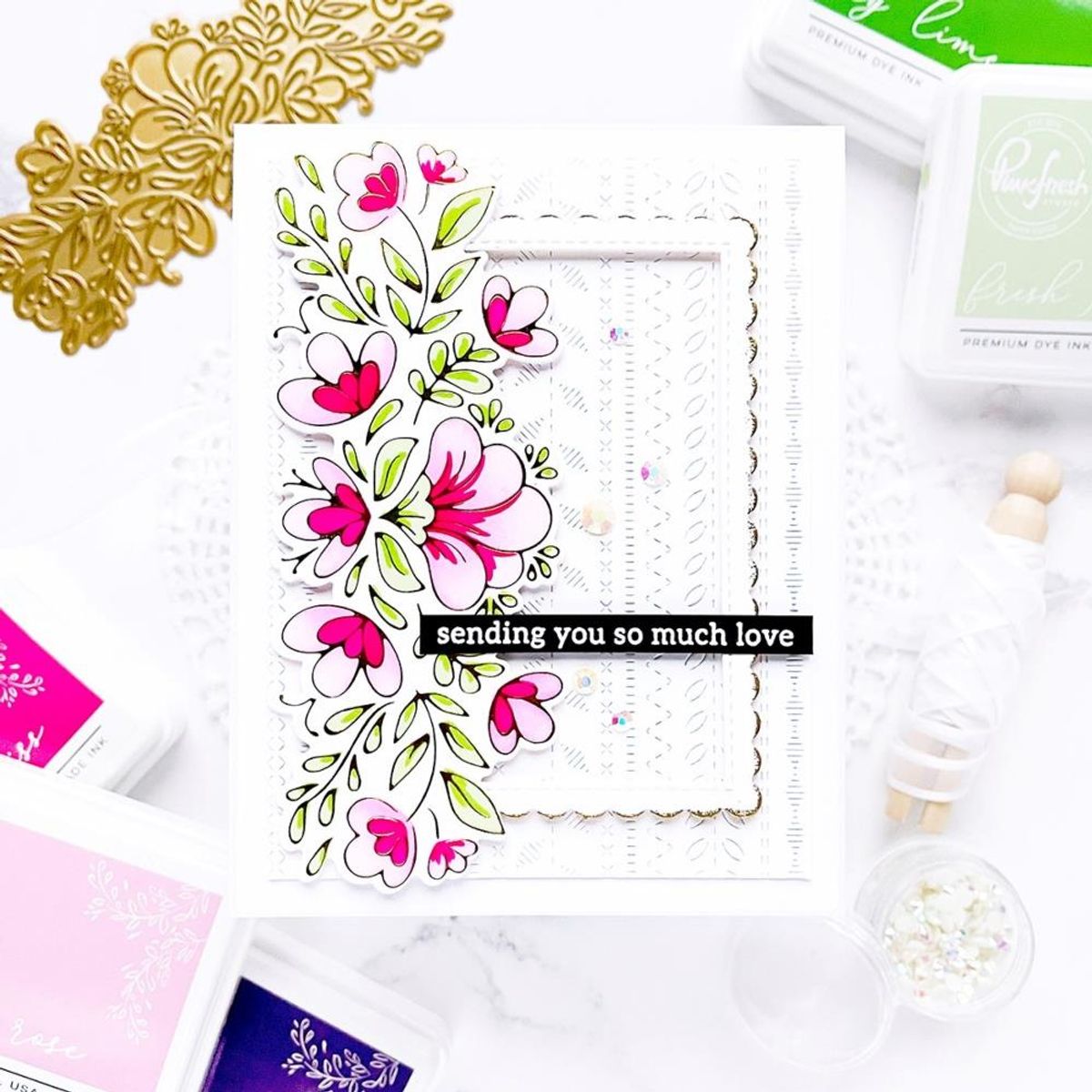 Pinkfresh Studio Charming Floral Border hot foil plate