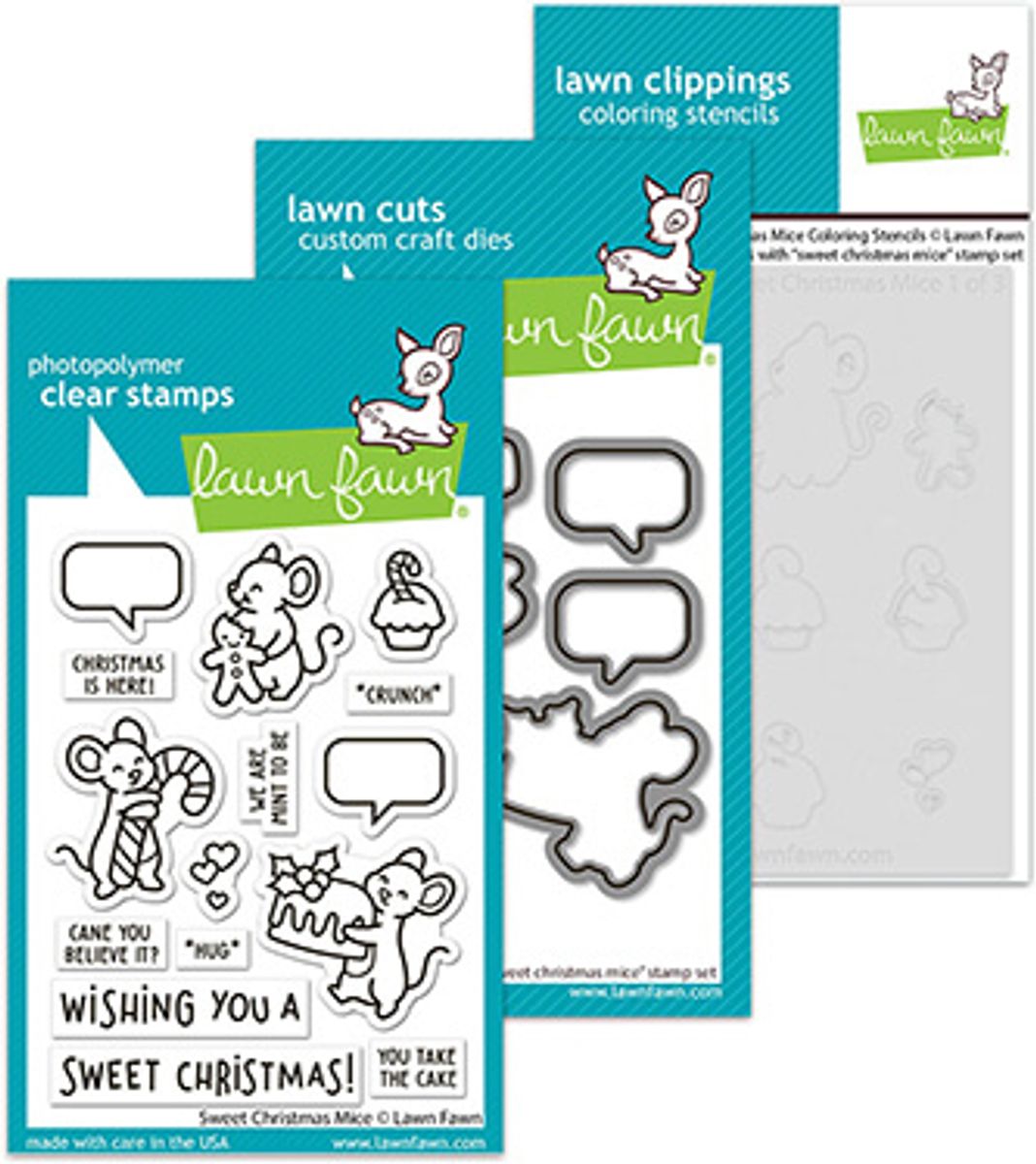 Lawn Fawn Sweet Christmas Mice Stamp Set