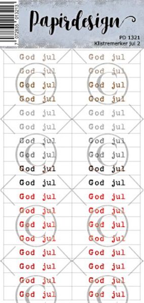 Hovedbilde Papirdesign Jul 2 klistremerker - hvit