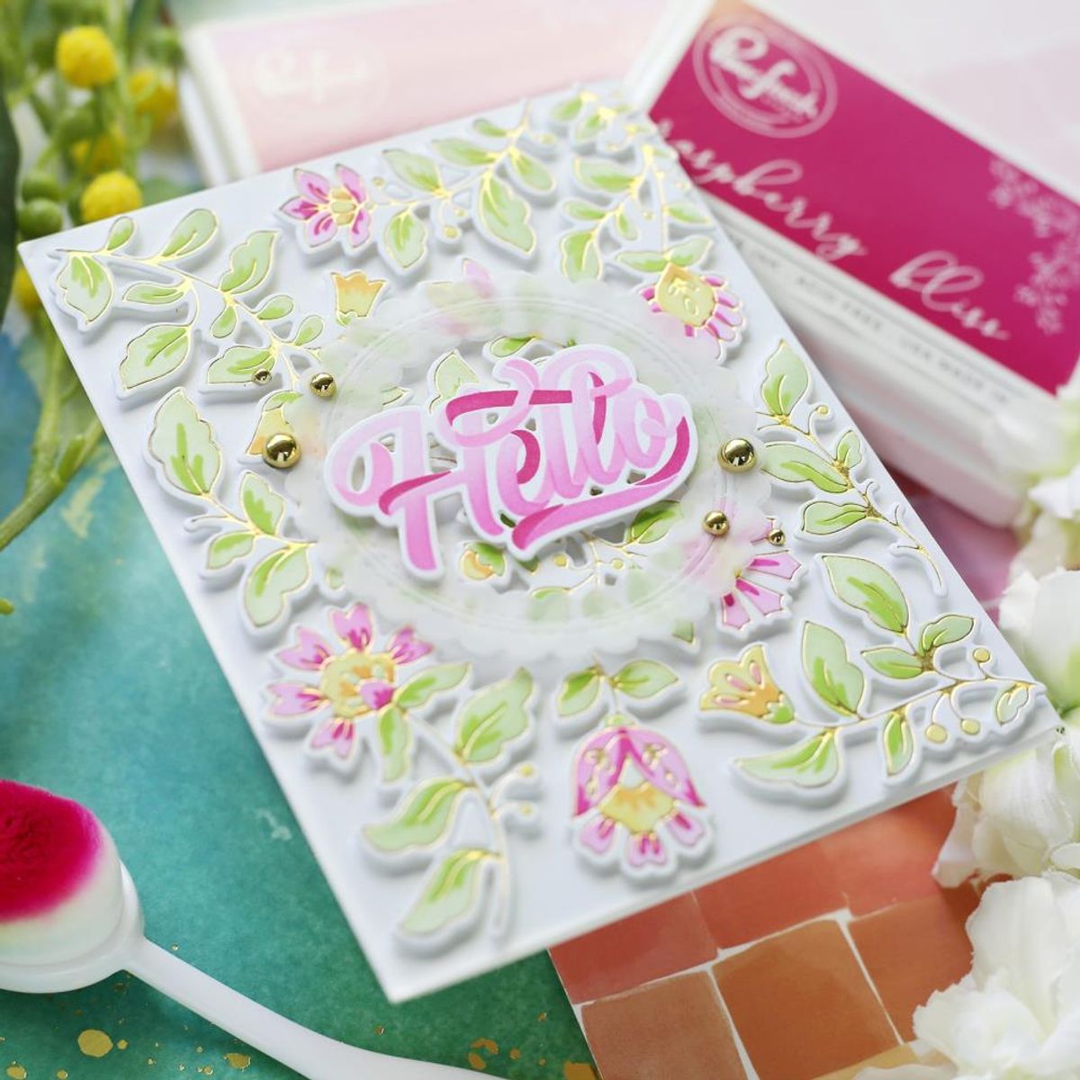 Pinkfresh Studio Brushed Sentiments stencil set