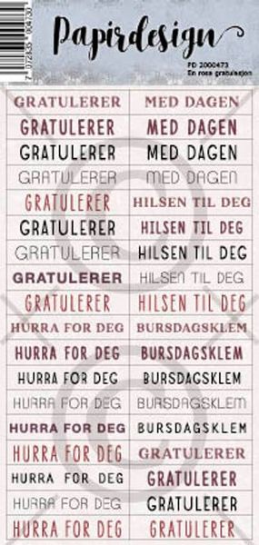 Hovedbilde Papirdesign En rosa gratulasjon klistremerker