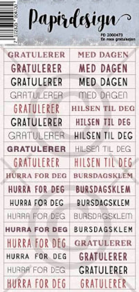 Papirdesign En rosa gratulasjon klistremerker