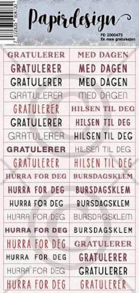 Hovedbilde Papirdesign En rosa gratulasjon klistremerker